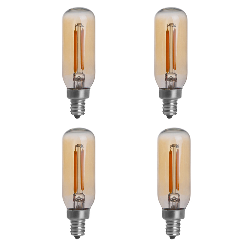Gold Tint T8 E12 2W LED Vintage Antique Filament Light Bulb, 25W Equivalent, 4-Pack